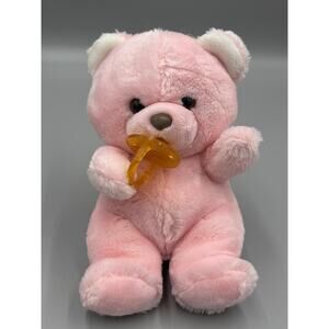 Vintage Jerry Elsner Pink Teddy Bear With Pacifier Plush 9” Stuffed Animal